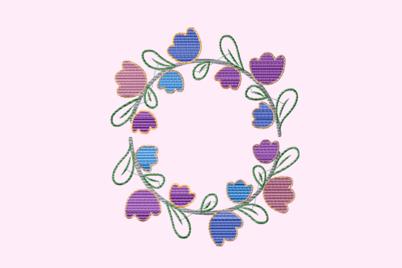 Blue Orchid Flower Wreath: A Modern Embroidery Design for Personal Expression