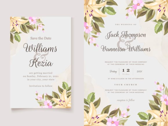 Elegance Wedding Invitation Template with Floral Design