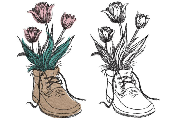 The Boots and Flowers Minimal Embroidery Design: Your Next Creative Spark