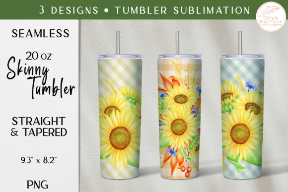 Watercolor Sunflower Sublimation Designs for Tumblers